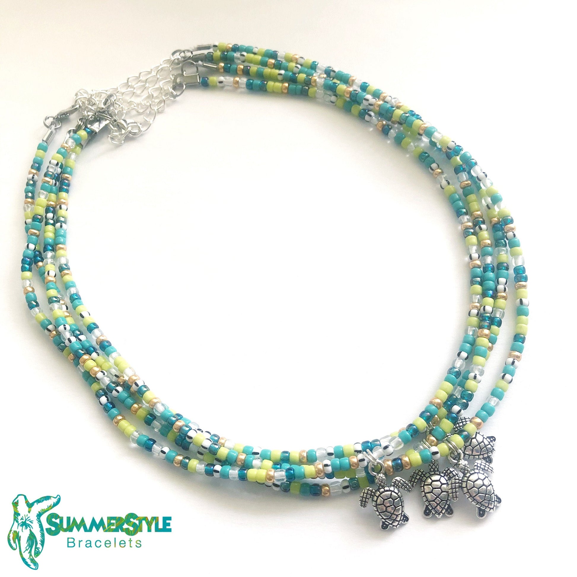 Turtle Reef Beaded Choker, Choker Necklace, Seed Bead Choker, Turtle Jewelry, SummerStyle Bracelets