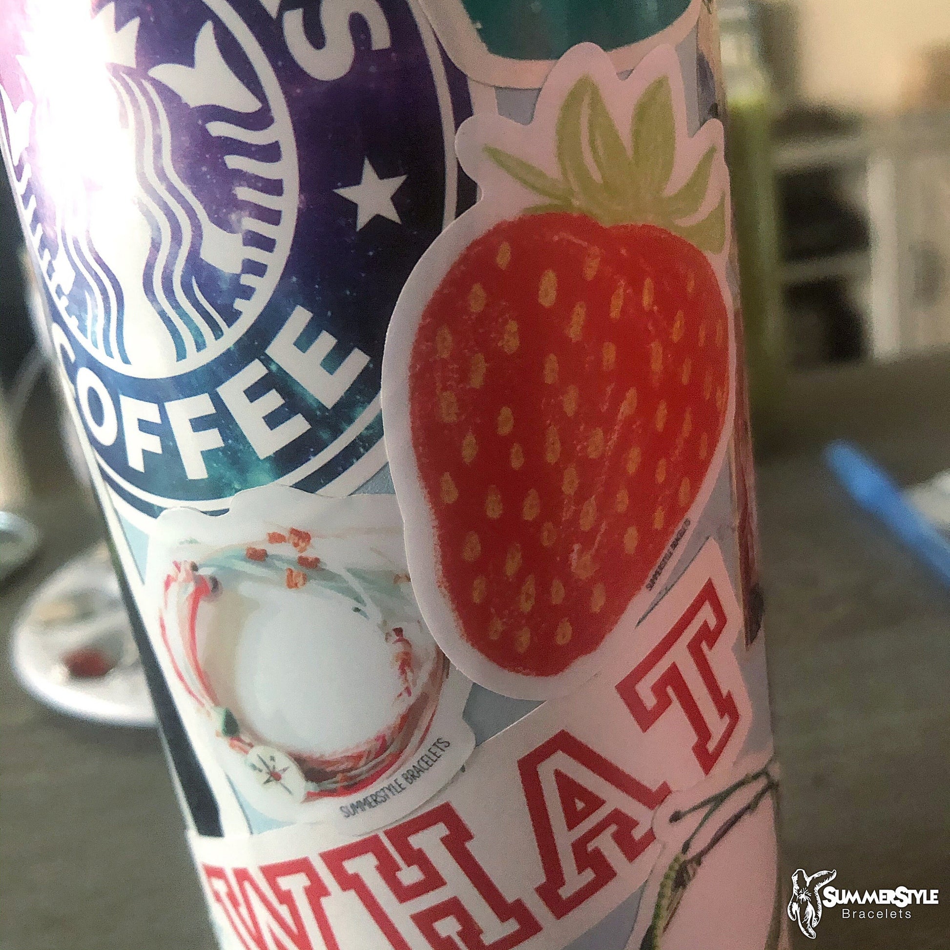 Sweet Strawberry Waterproof Sticker, Strawberry Sticker, Waterproof Decals, Stickers, Water Bottle Stickers, SummerStyle Bracelets