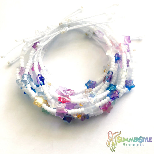 Pastel Rainbow Star Beaded Bracelet, Star Bracelet, Seed Bead Bracelet, Star Jewelry, SummerStyle Bracelets