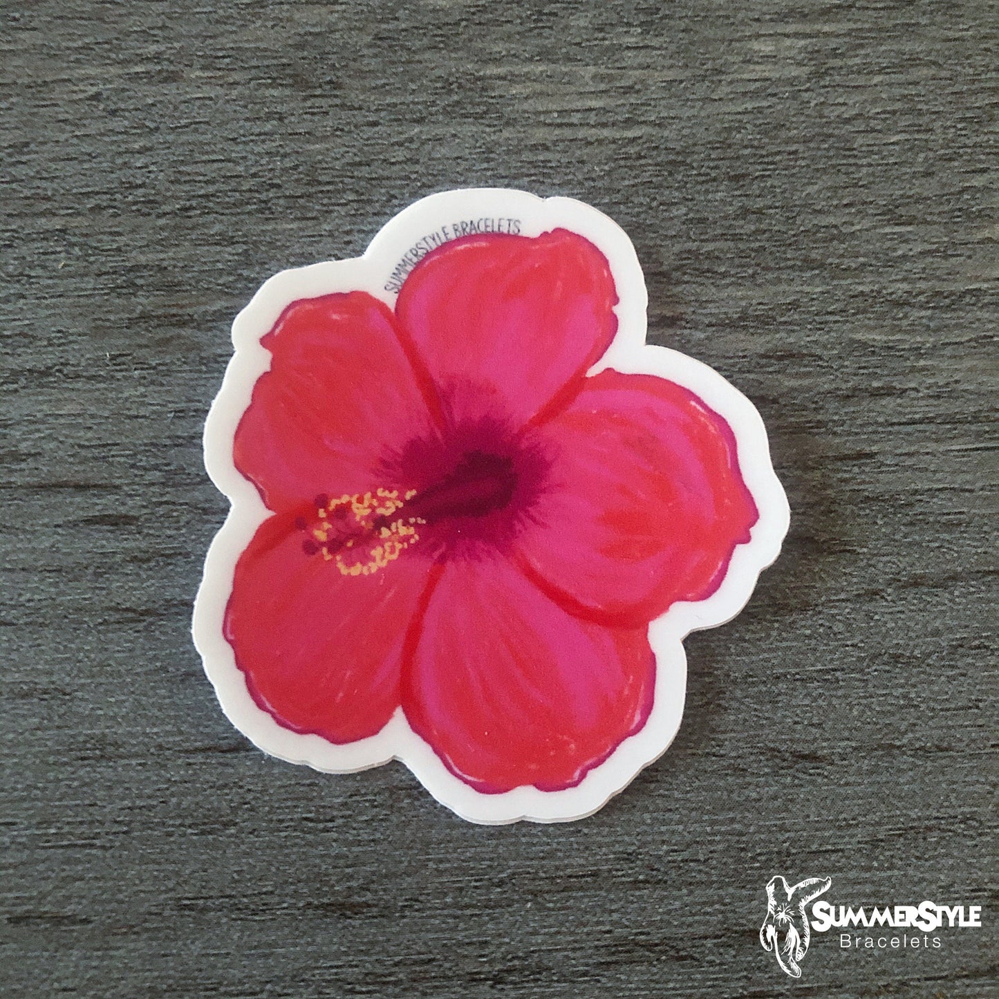 Happy Hibiscus Waterproof Sticker, Tropical Flower Sticker, Waterproof Decals, Stickers, Water Bottle Stickers, SummerStyle Bracelets