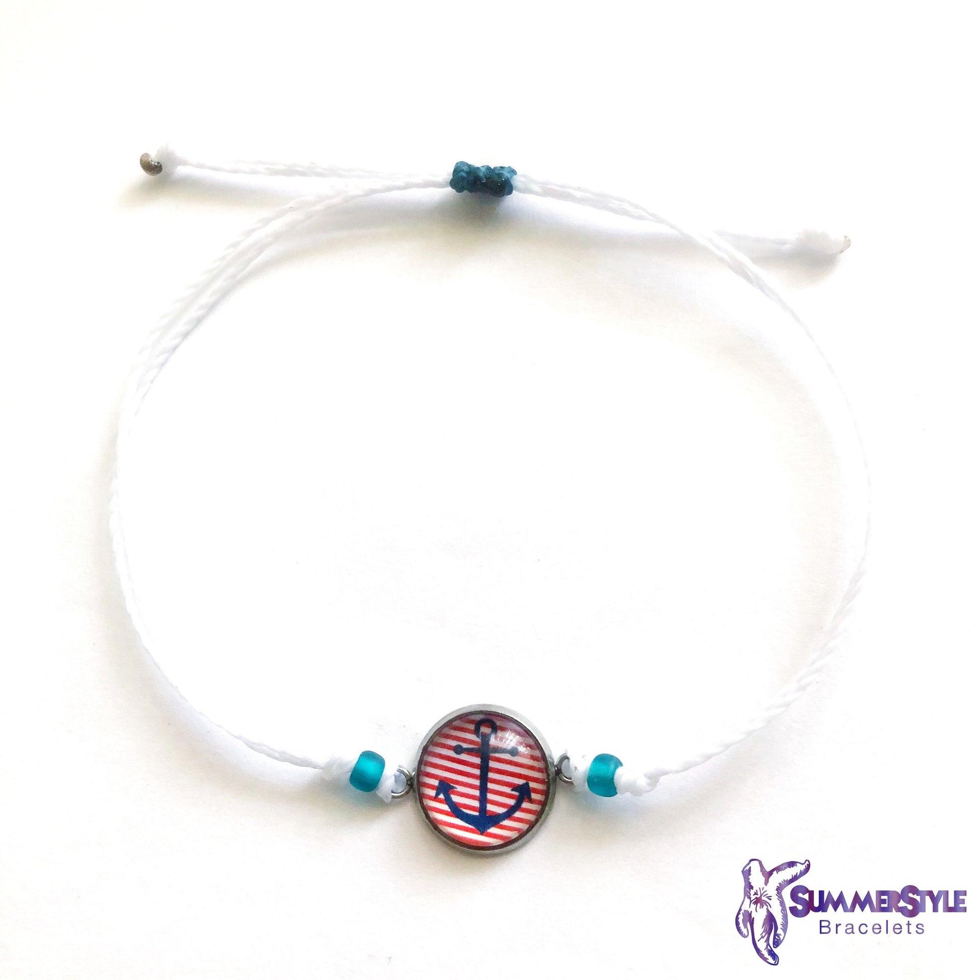 Anchor’s Away Adjustable Waterproof Bracelet Pack, Anchor Bracelet, Nautical Jewelry, Cabochon Jewelry, SummerStyle Bracelets