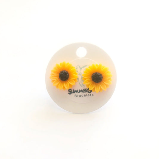 Sunflower Stud Earrings, Stud Earrings, Resin Studs, Sunflower Earrings, Summer Earrings, SummerStyle Bracelets