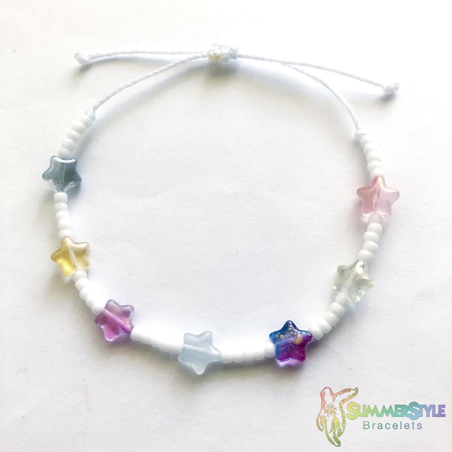 Pastel Rainbow Star Beaded Bracelet, Star Bracelet, Seed Bead Bracelet, Star Jewelry, SummerStyle Bracelets