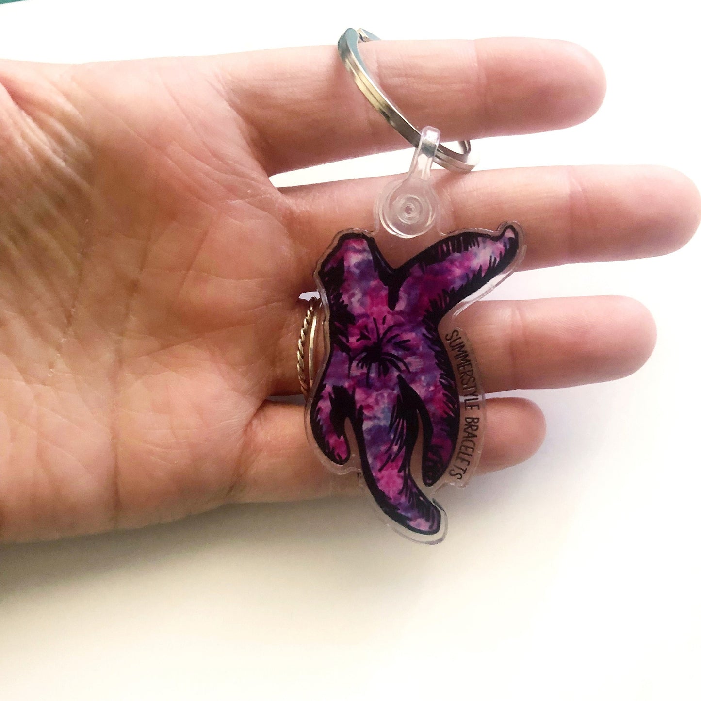 Purple Starfish Acrylic Keychain, Starfish Gift, Backpack Keychain, Sea Creature Keychain, SummerStyle Bracelets