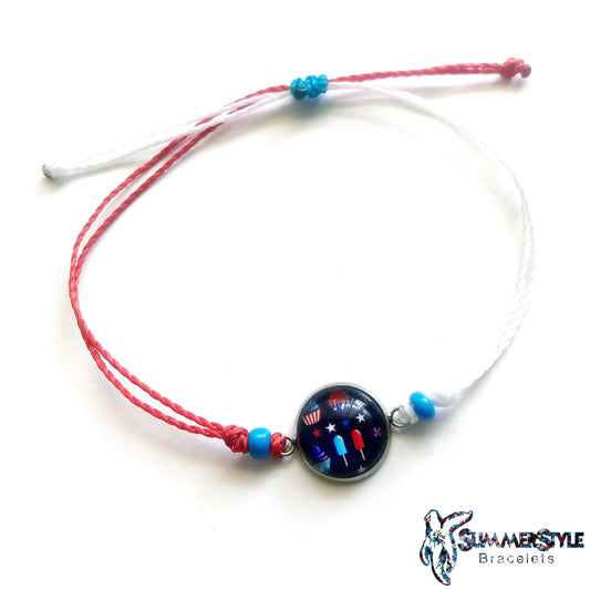 FOURTH OF JULY Patriotic Treats Adjustable Waterproof Bracelet, Stars & Stripes Bracelet, Patriotic Jewelry, SummerStyle Bracelets