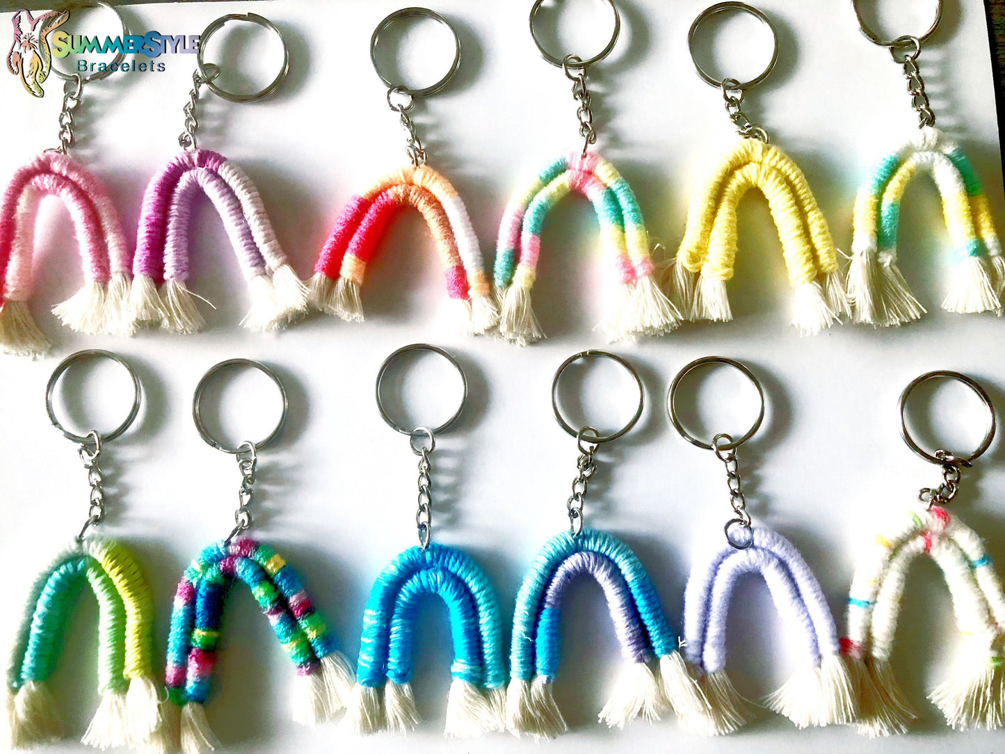 Mini Rainbow Macrame Keychain, Macrame Keychain, Boho Accessories, Macrame Rainbow, SummerStyle Bracelets