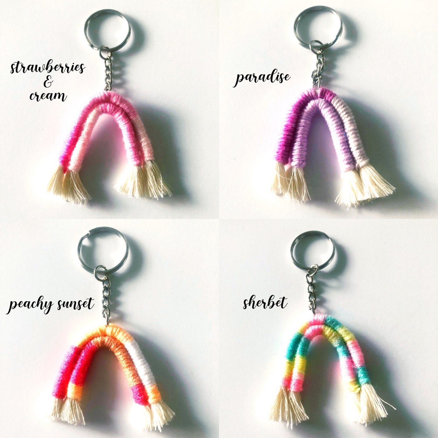 Mini Rainbow Macrame Keychain, Macrame Keychain, Boho Accessories, Macrame Rainbow, SummerStyle Bracelets