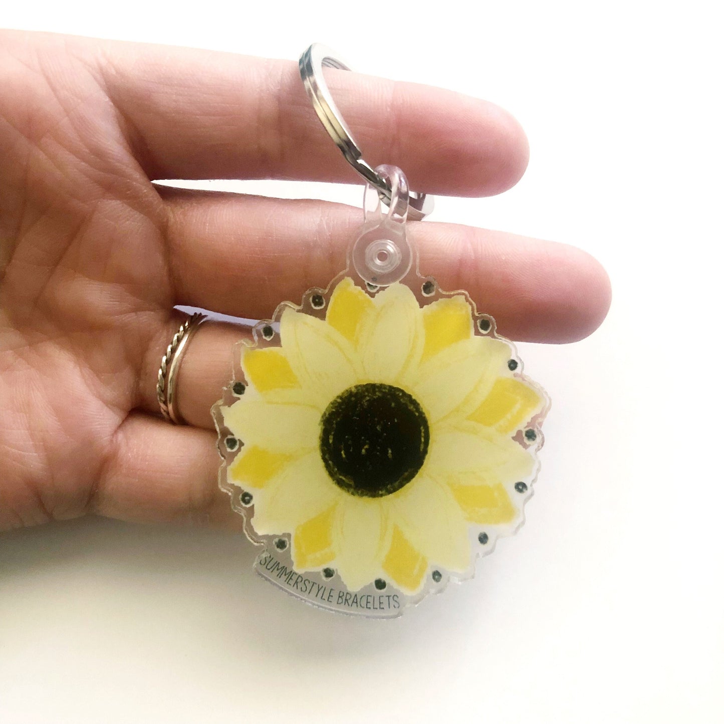 Sunny Sunflower Acrylic Keychain, Sunflower Gift, Backpack Keychain, Floral Keychain, SummerStyle Bracelets