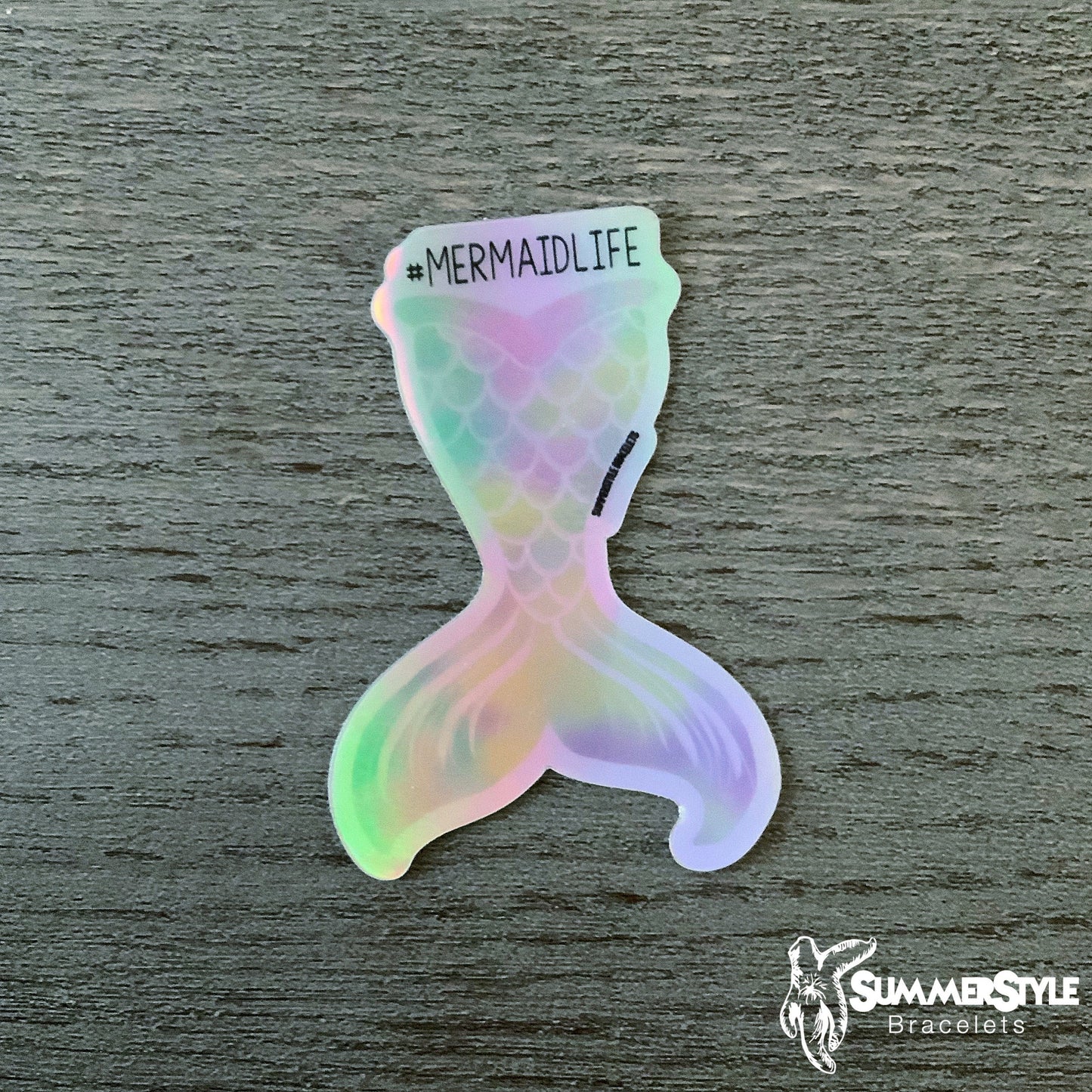 Holographic Pastel Mermaid Life Waterproof Sticker, Mermaid Sticker, Waterproof Decals, Water Bottle Stickers, SummerStyle Bracelets