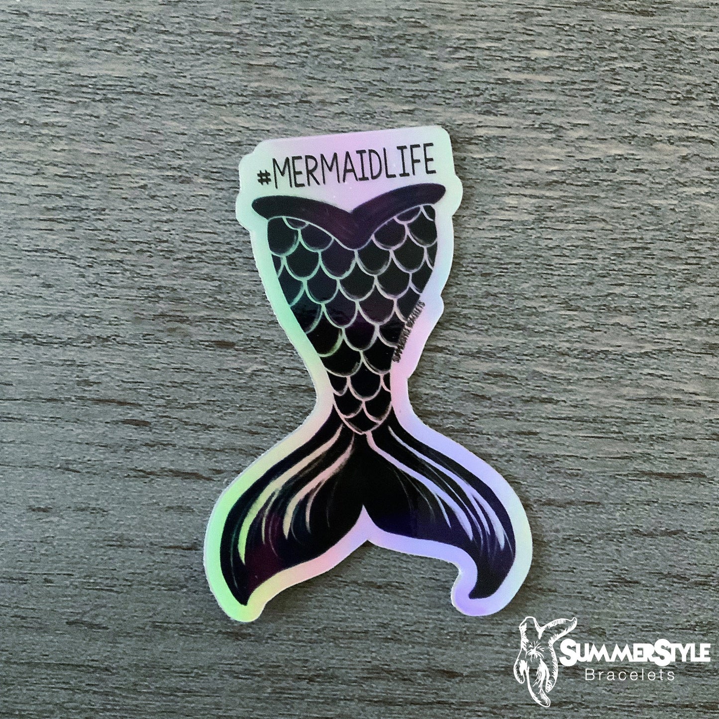 Holographic Dark Mermaid Life Waterproof Sticker, Mermaid Sticker, Waterproof Decals, Water Bottle Stickers, SummerStyle Bracelets