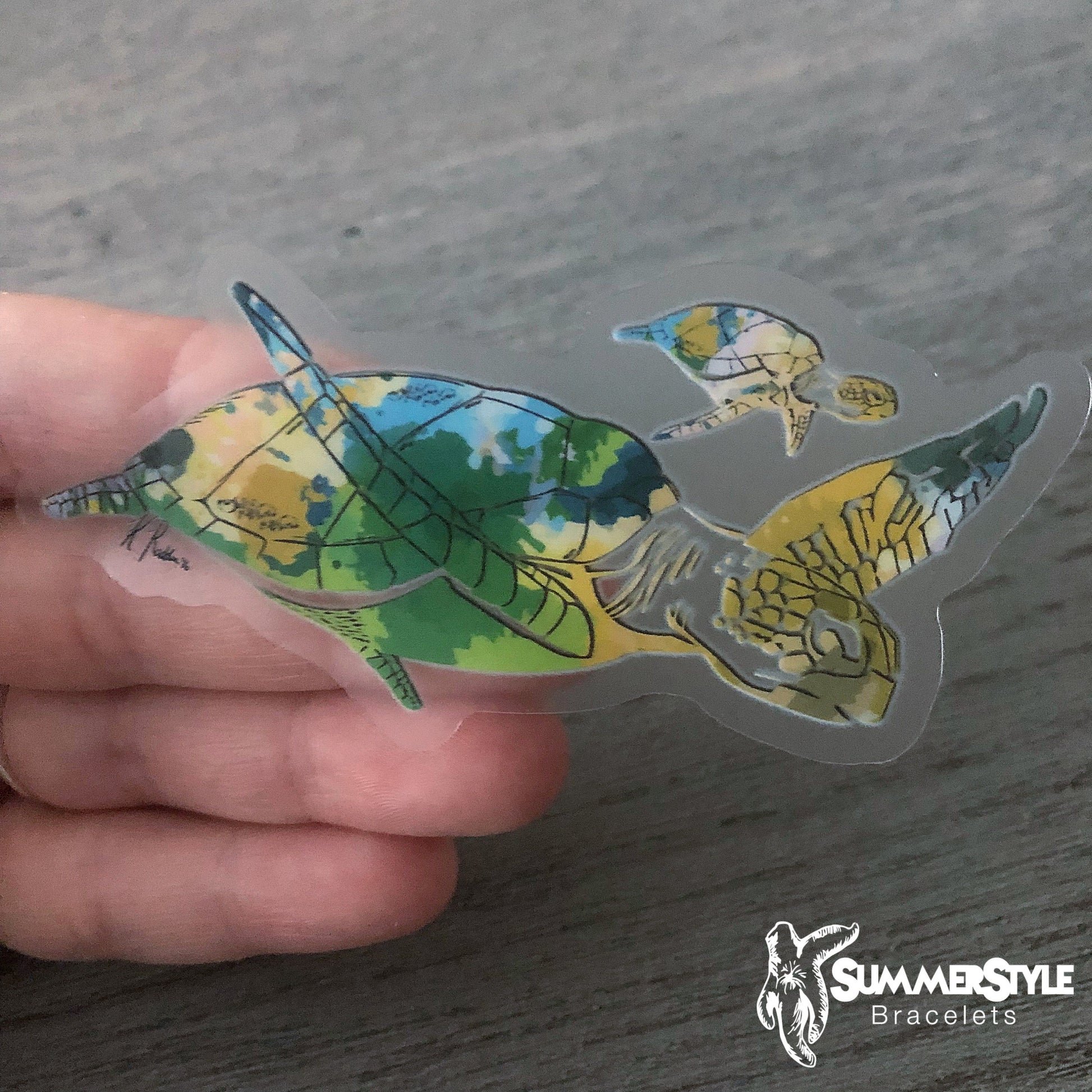 Clear Watercolor Sea Turtle Waterproof Sticker, Sea Turtle Sticker, Waterproof Decals, Water Bottle Stickers, SummerStyle Bracelets