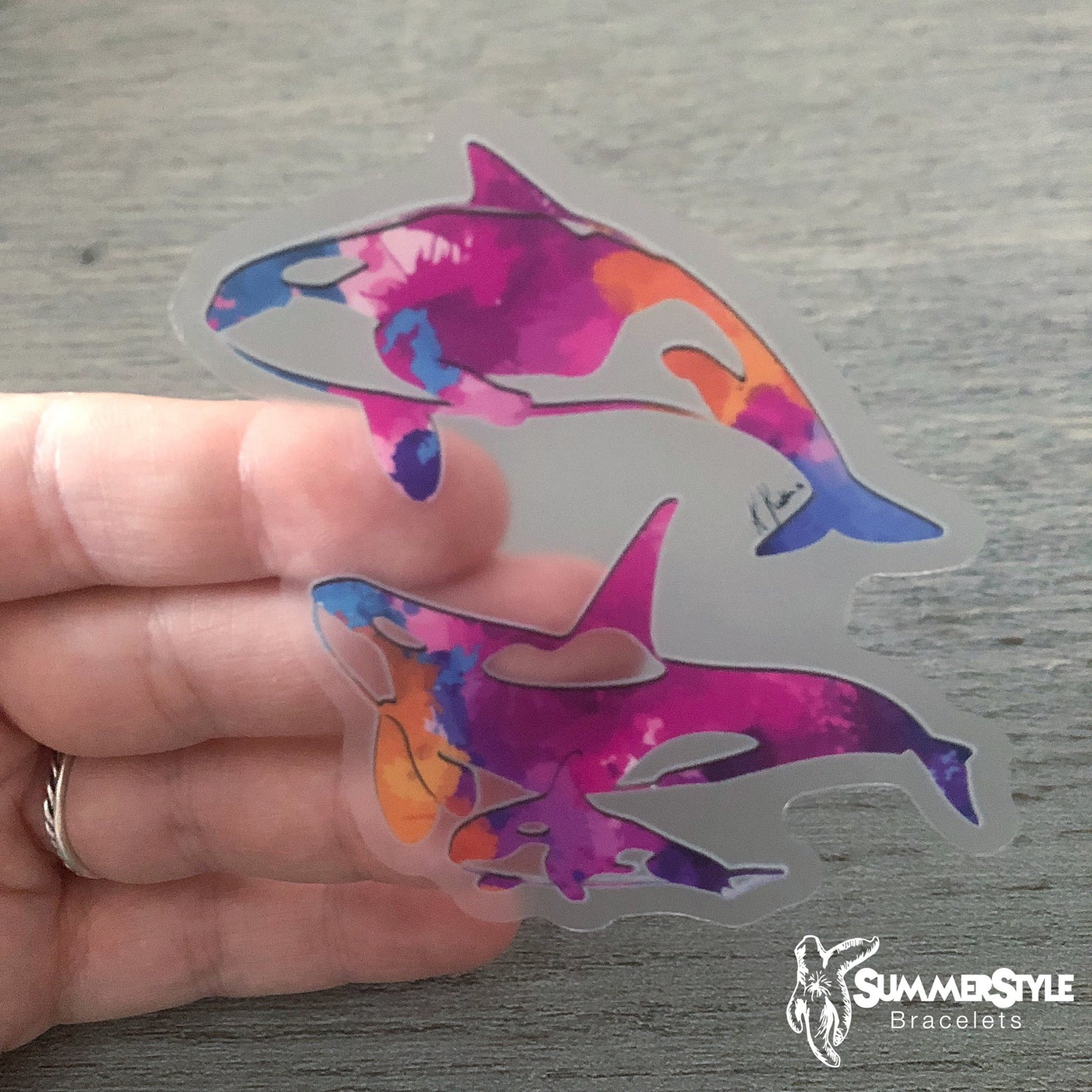 Clear Watercolor Orca Whale Waterproof Sticker, Killer Whale Sticker, Waterproof Decals, Water Bottle Stickers, SummerStyle Bracelets