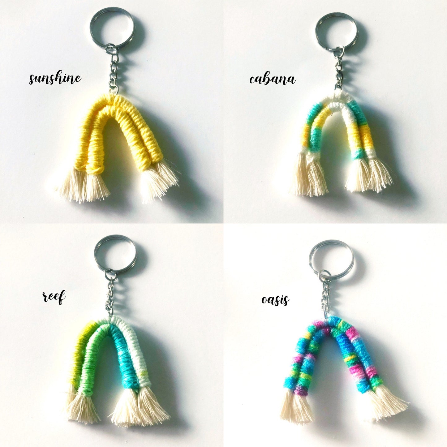 Mini Rainbow Macrame Keychain, Macrame Keychain, Boho Accessories, Macrame Rainbow, SummerStyle Bracelets