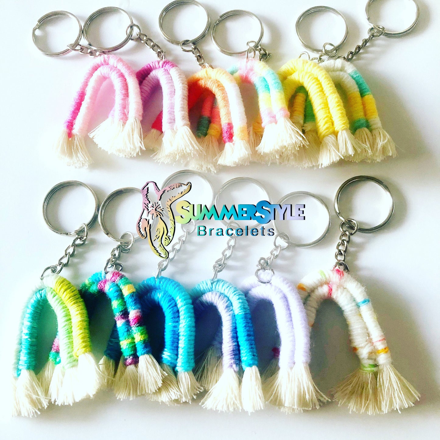 Mini Rainbow Macrame Keychain, Macrame Keychain, Boho Accessories, Macrame Rainbow, SummerStyle Bracelets