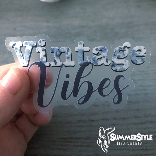 Clear Vintage Vibes Waterproof Sticker, Vintage Floral Sticker, Waterproof Decals, Water Bottle Stickers, SummerStyle Bracelets