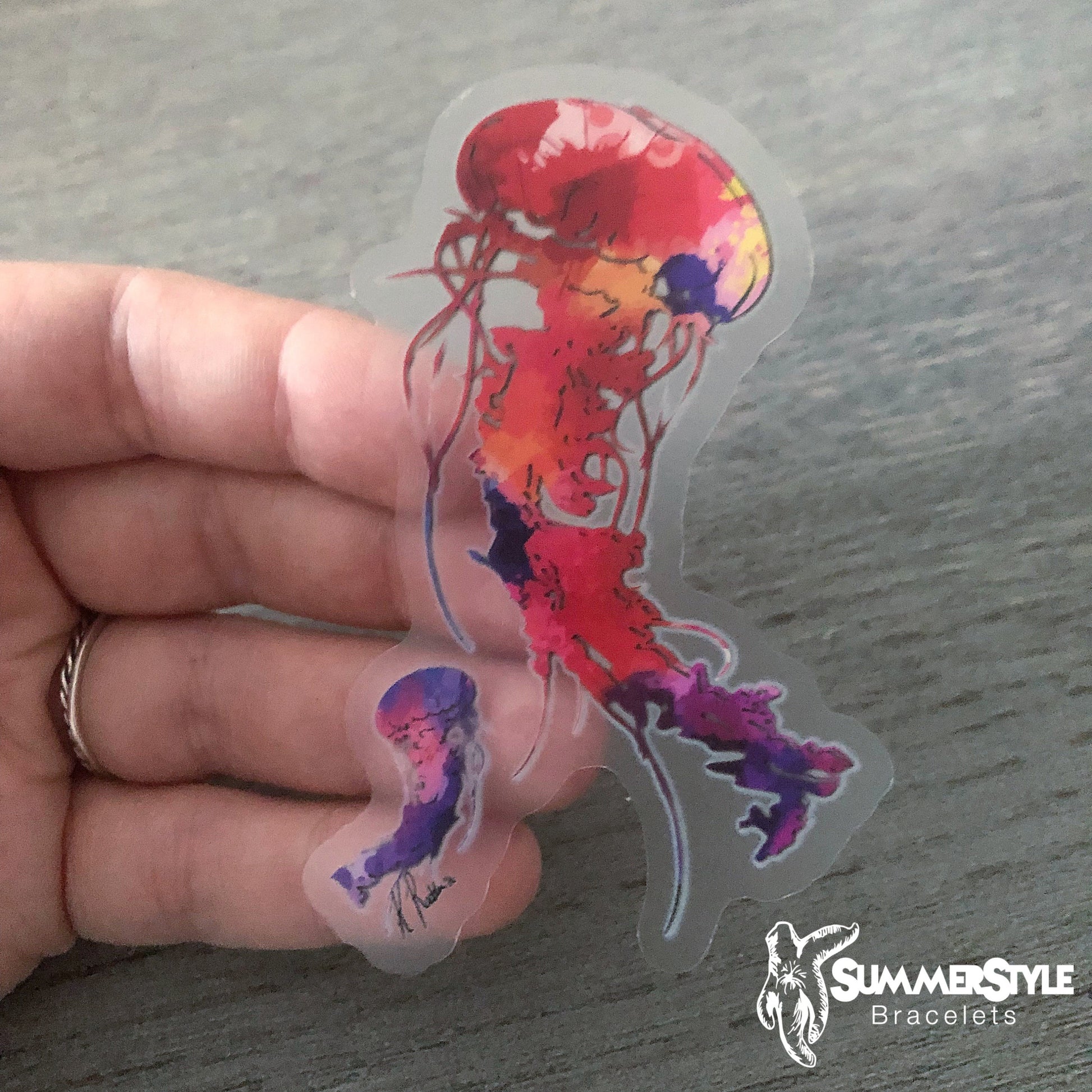 Clear Watercolor Jellyfish Waterproof Sticker, Jellyfish Sticker, Waterproof Decals, Water Bottle Stickers, SummerStyle Bracelets