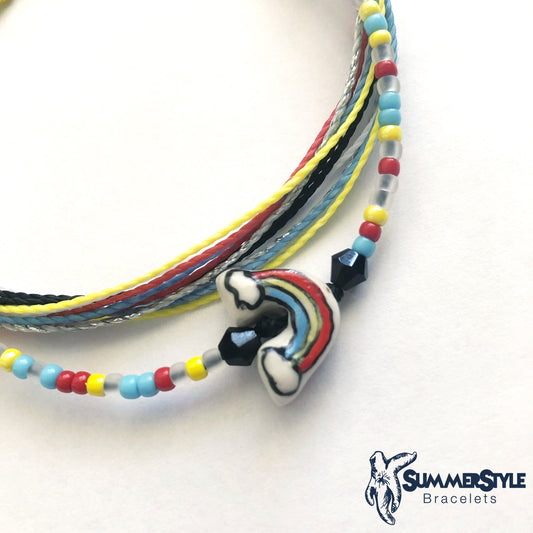 Primary Colors Rainbow Adjustable Waterproof Bracelet Pack, Teacher Gift, Rainbow Bracelet, Back to School Gift, SummerStyle Bracelets