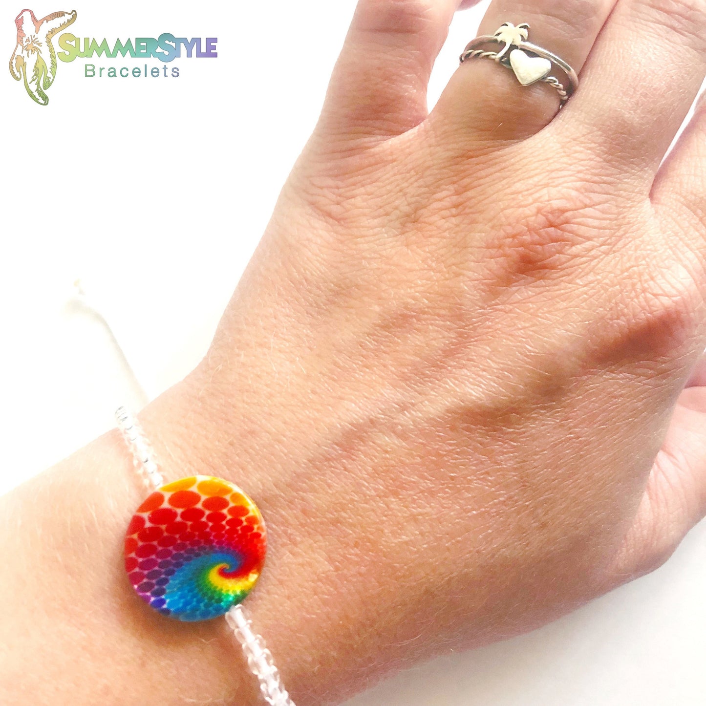 Rainbow Swirl Beaded Bracelet, Seed Bead Bracelet, Rainbow Tie Dye, SummerStyle Bracelets