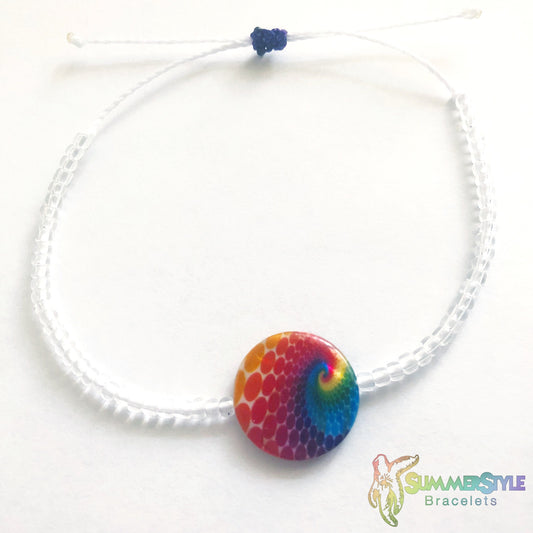 Rainbow Swirl Beaded Bracelet, Seed Bead Bracelet, Rainbow Tie Dye, SummerStyle Bracelets