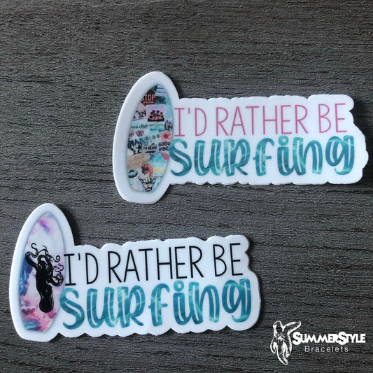 I’d Rather Be Surfing Waterproof Sticker, Surfing Sticker, Waterproof Decals, Surf Board, Water Bottle Stickers, SummerStyle Bracelets