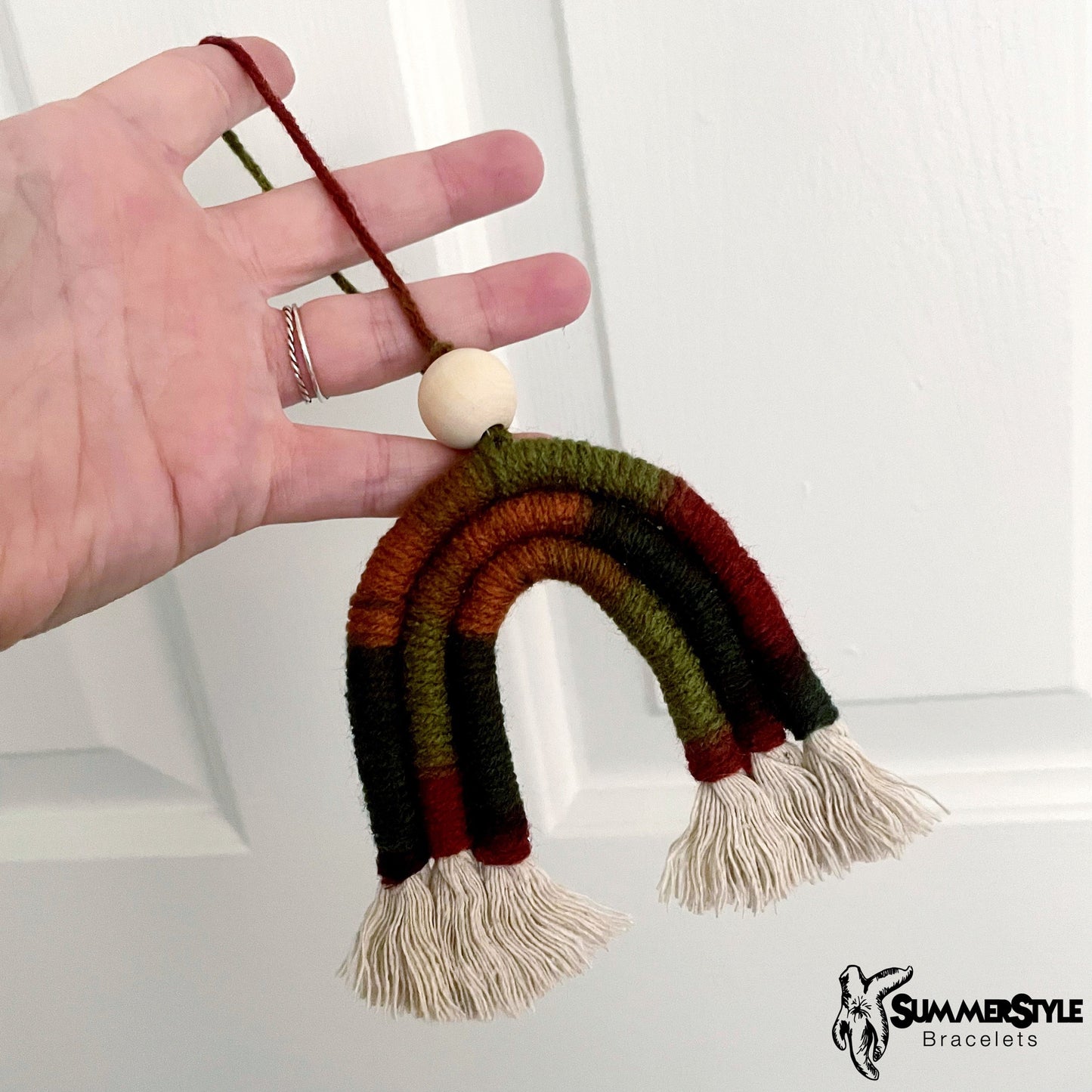 Ombre Fall Rainbow Macrame Car Charm, Fall Macrame, Boho Accessories, Macrame Rainbow, SummerStyle Bracelets