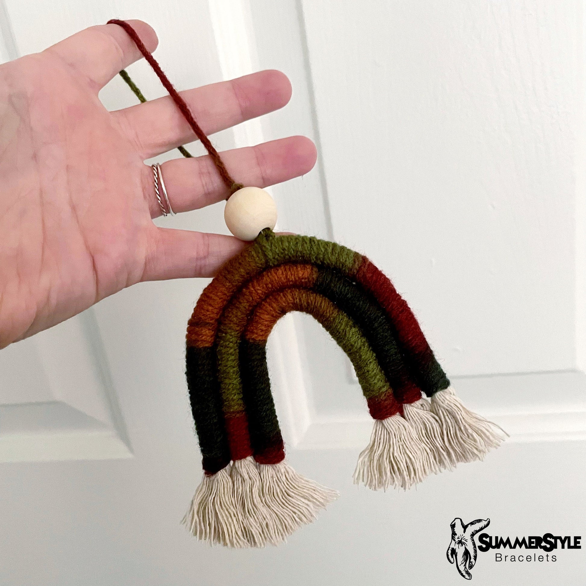 Ombre Fall Rainbow Macrame Car Charm, Fall Macrame, Boho Accessories, Macrame Rainbow, SummerStyle Bracelets