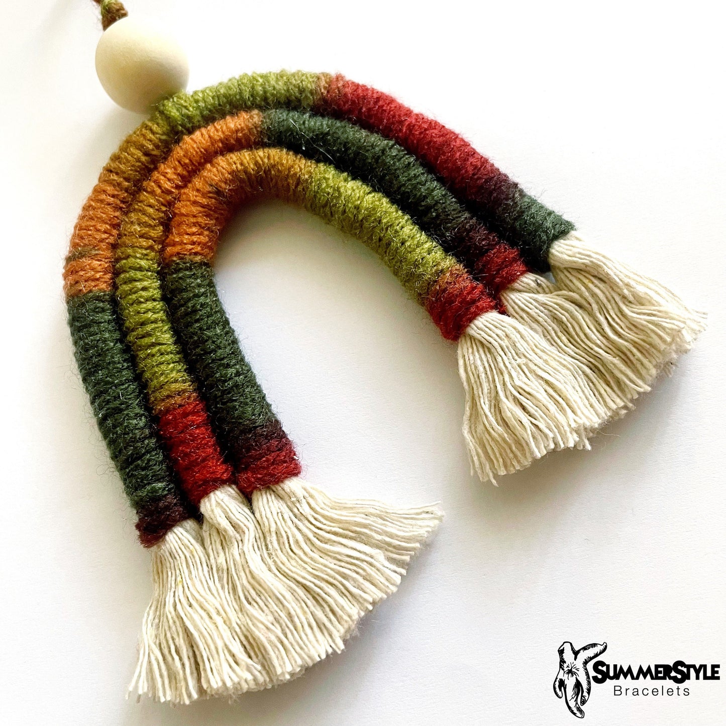 Ombre Fall Rainbow Macrame Car Charm | Fall Macrame | Boho Accessories | Macrame Rainbow | SummerStyle Bracelets