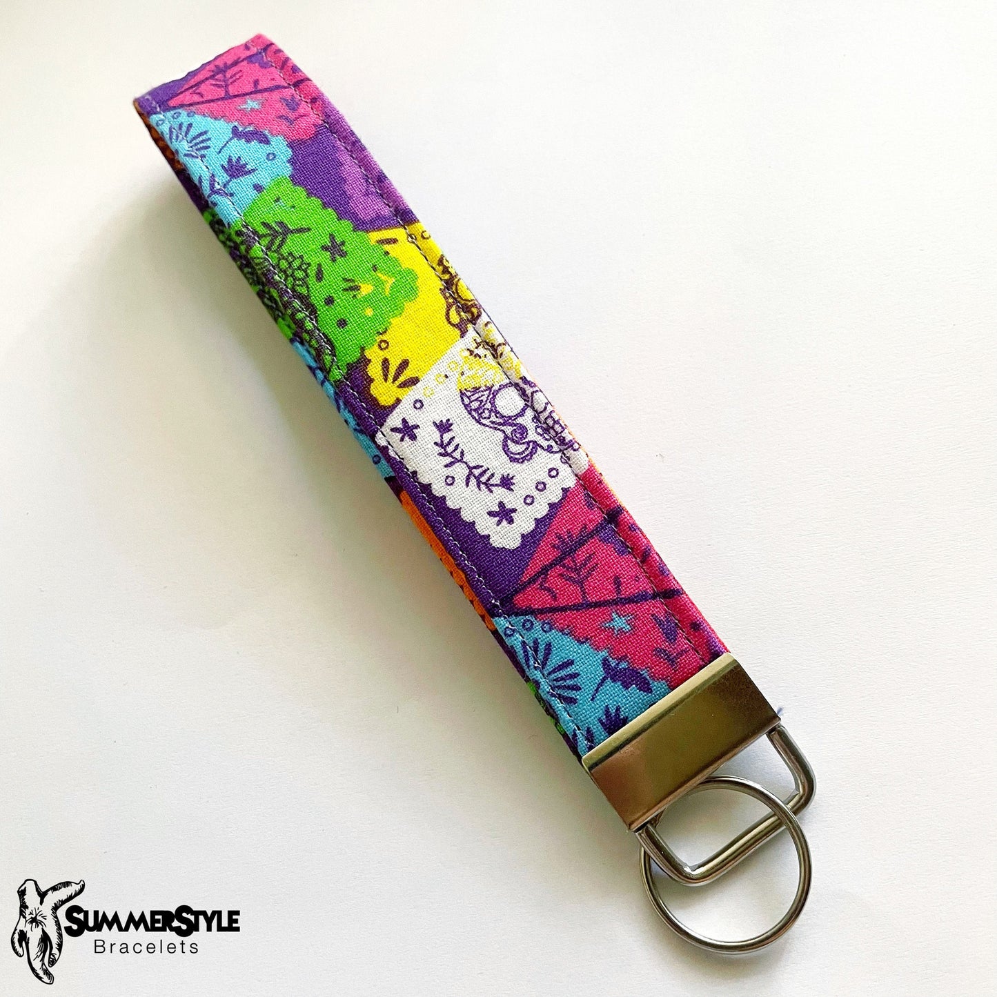 Day of the Dead Flag Key Fob Wristlet, Wristlet Lanyard, Day of the Dead Wristlet, Handmade Lanyard, SummerStyle Bracelets