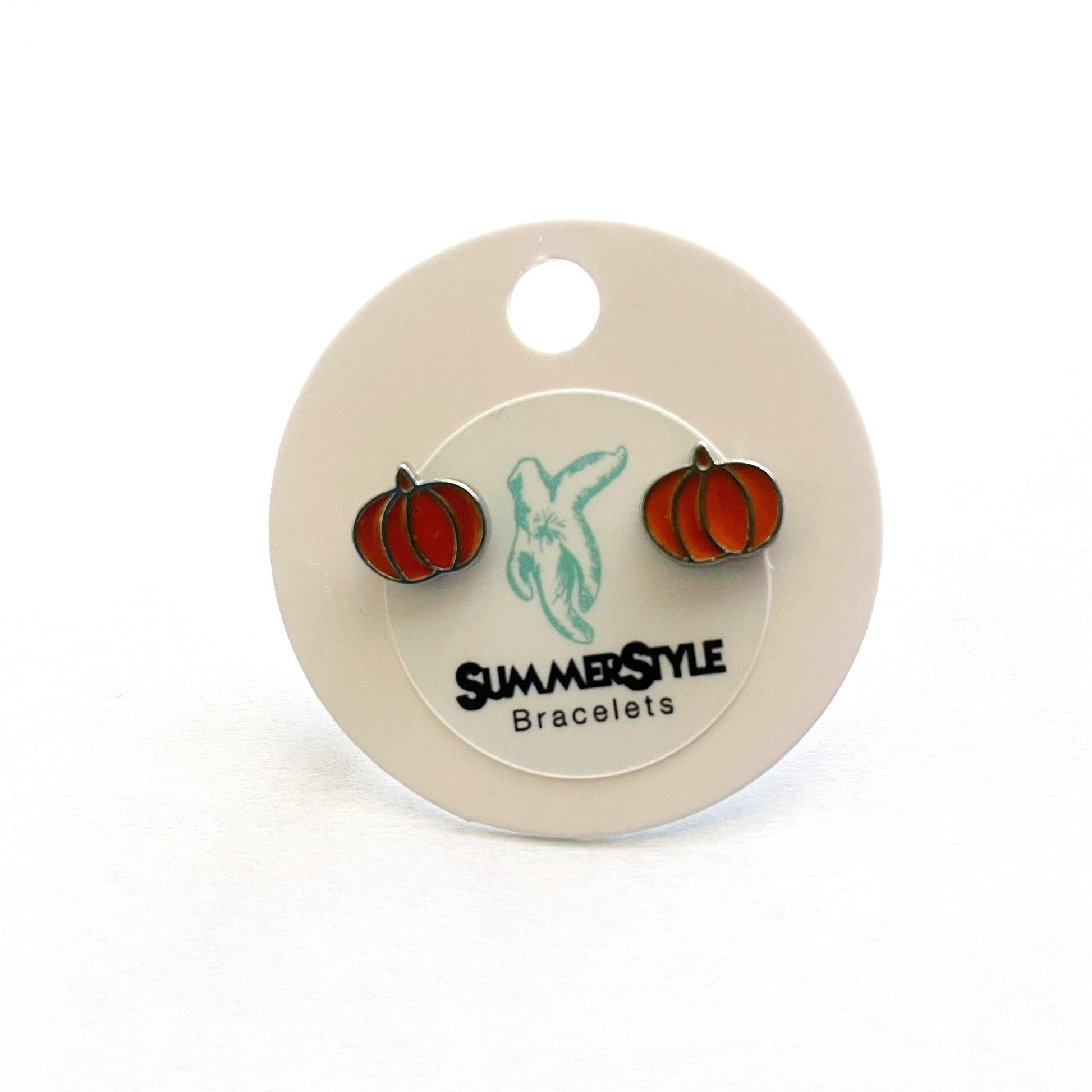 Pumpkin Enamel Stud Earrings, Stud Earrings, Enamel Studs, Pumpkin Earrings, Fall Earrings, SummerStyle Bracelets