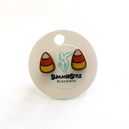 Candy Corn Wooden Stud Earrings, Stud Earrings, Wood Studs, Halloween Earrings, Fall Earrings, SummerStyle Bracelets