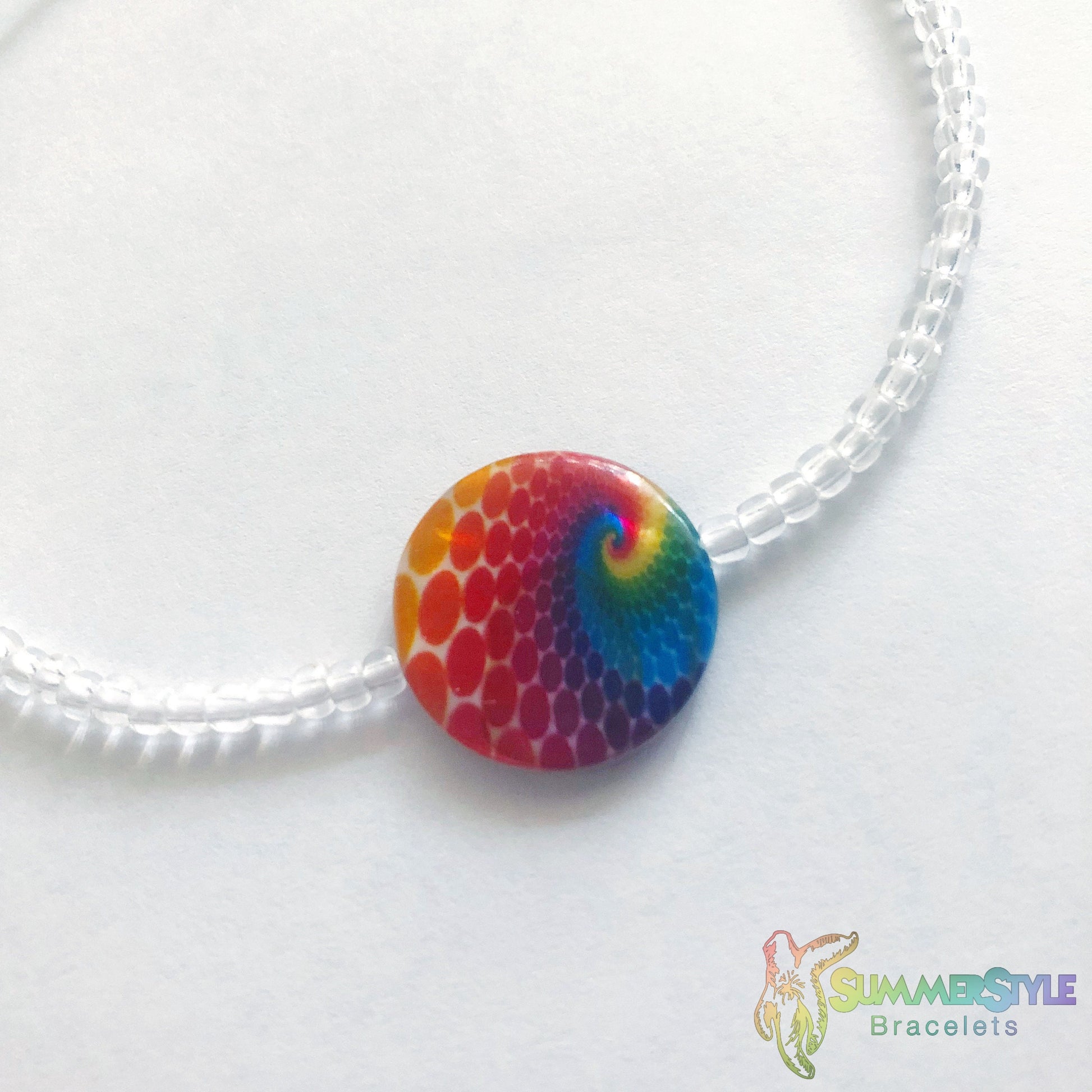 Rainbow Swirl Beaded Bracelet, Seed Bead Bracelet, Rainbow Tie Dye, SummerStyle Bracelets