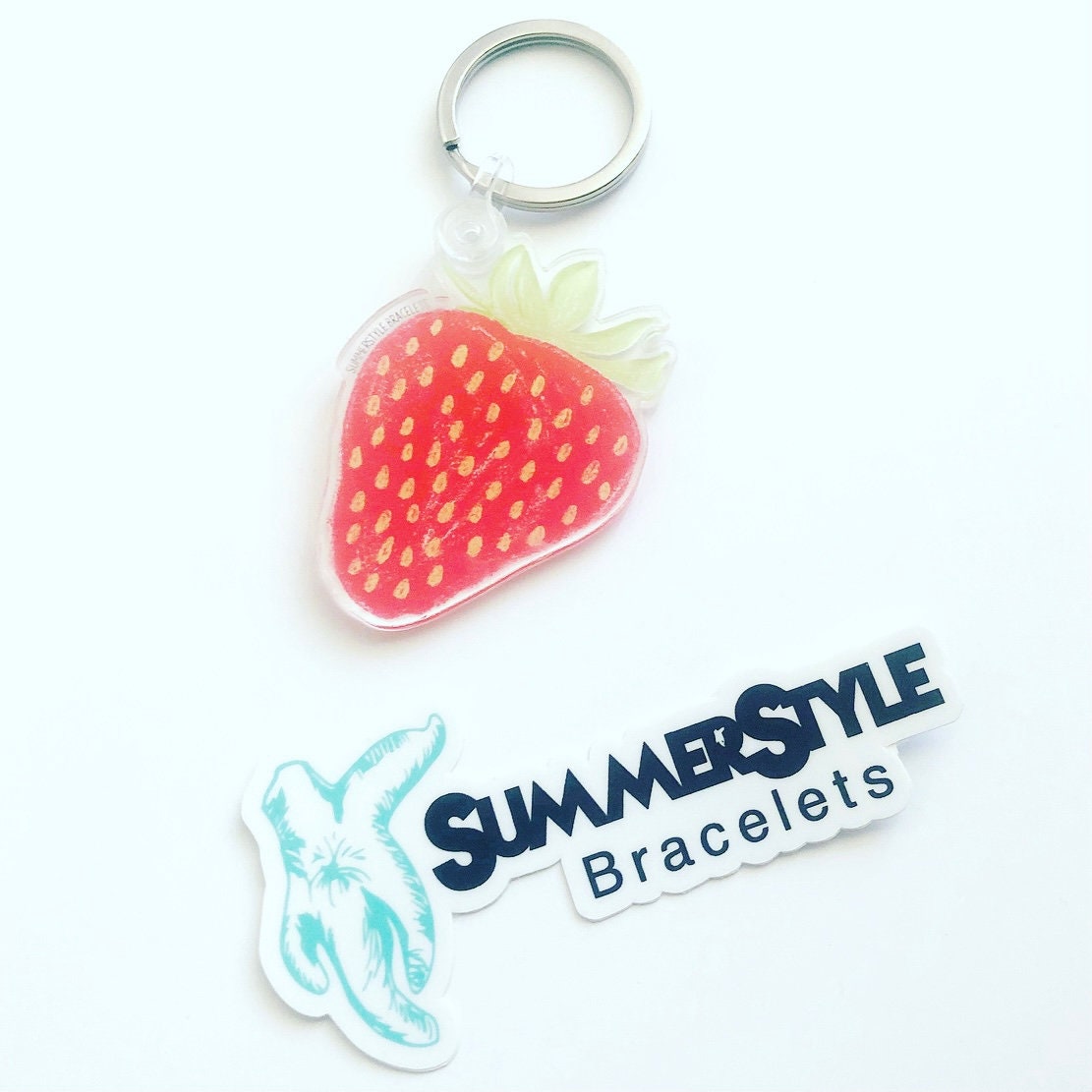 Sweet Strawberry Acrylic Keychain, Strawberry Gift, Backpack Keychain, Fruit Keychain, SummerStyle Bracelets