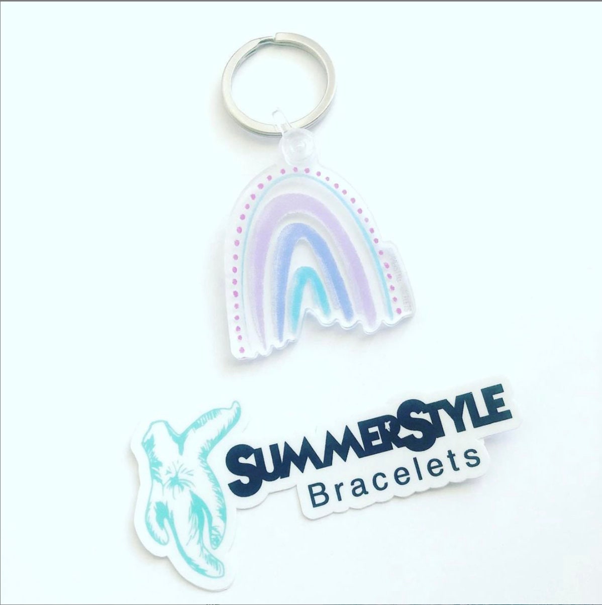 Pastel Rainbow Acrylic Keychain, Rainbow Gift, Backpack Keychain, Rainbow Keychain, SummerStyle Bracelets