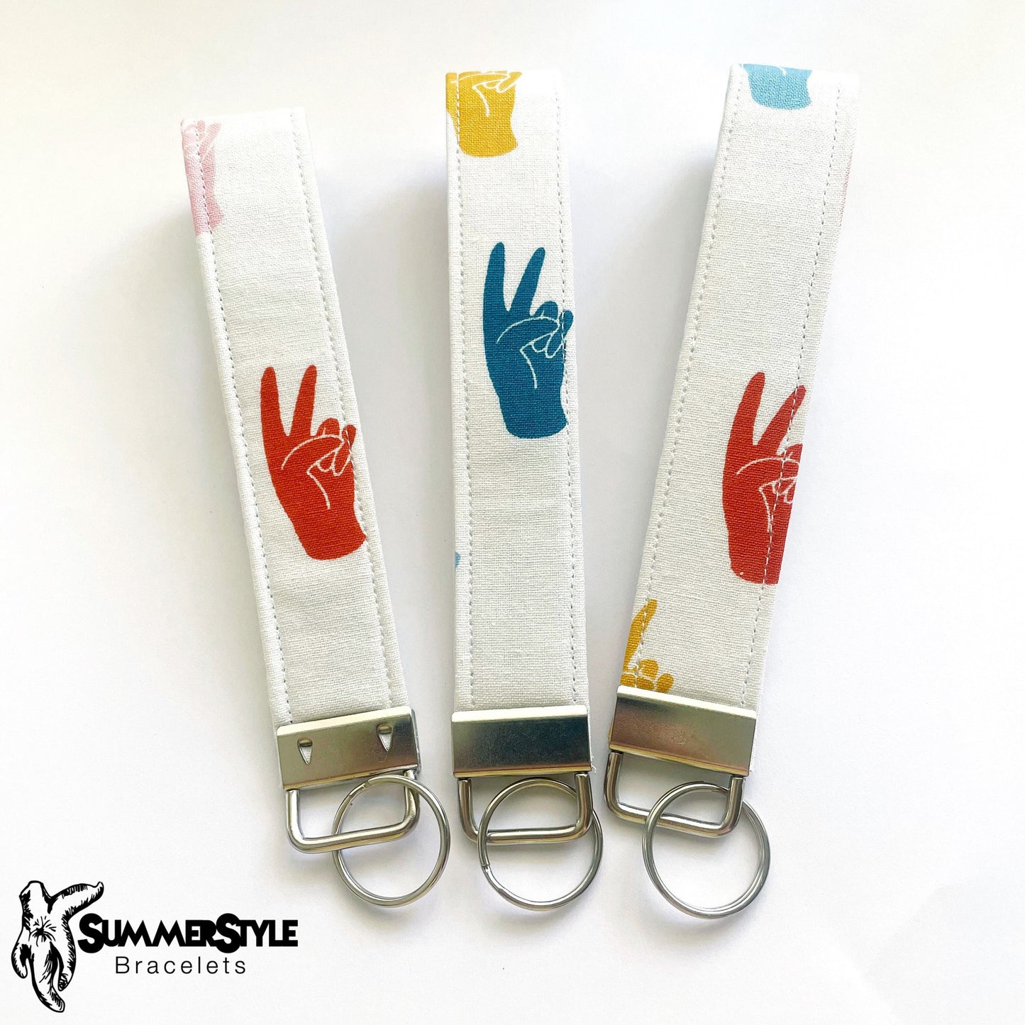 Peace Sign Key Fob Wristlet, 6.5in Wristlet Lanyard, Keychain Wristlet, Handmade Lanyard, SummerStyle Bracelets