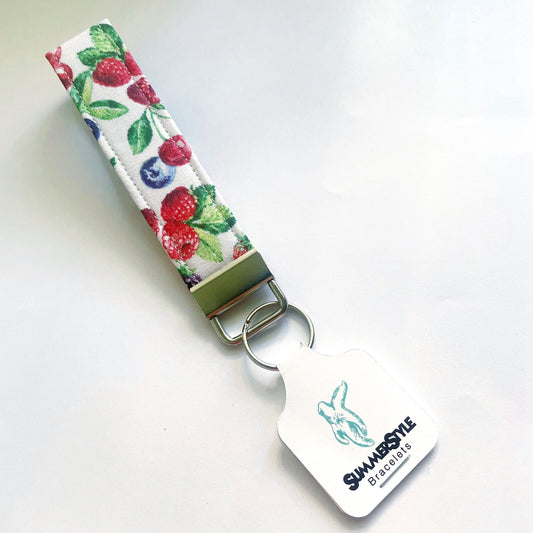 Vintage Berries Key Fob Wristlet, 5.5in Wristlet Lanyard, Keychain Wristlet, Handmade Lanyard, SummerStyle Bracelets