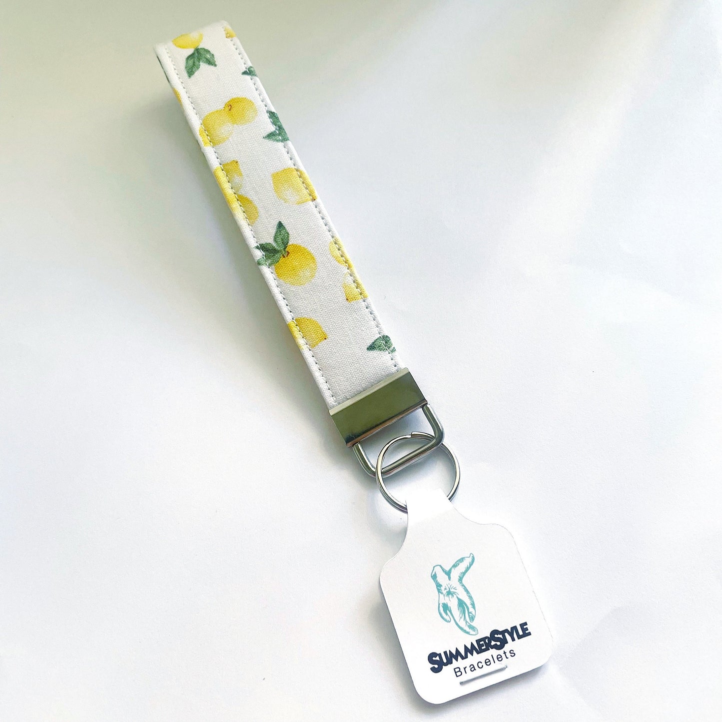 Lemon Key Fob Wristlet, 6.5in Wristlet Lanyard, Keychain Wristlet, Handmade Lanyard, SummerStyle Bracelets