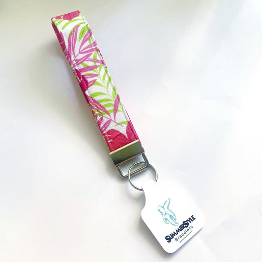 Hawaiian Flowers Key Fob Wristlet, 5.5in Wristlet Lanyard, Keychain Wristlet, Handmade Lanyard, SummerStyle Bracelets