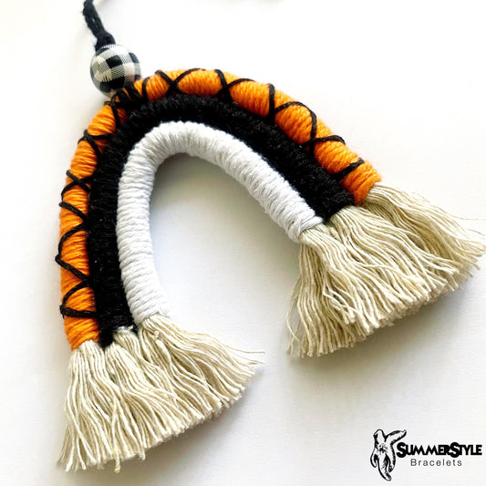 Halloween Rainbow Macrame Car Charm | Halloween Macrame | Boho Accessories | Macrame Rainbow | SummerStyle Bracelets