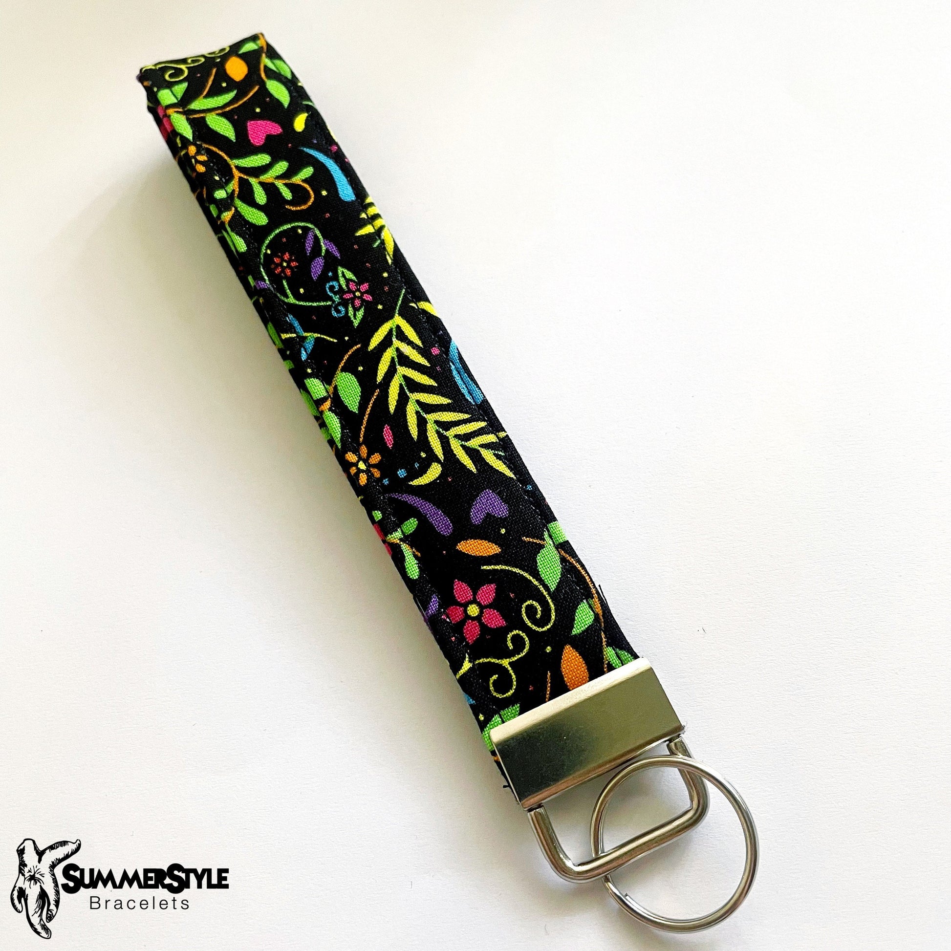 Day of the Dead Floral Key Fob Wristlet, Wristlet Lanyard, Day of the Dead Wristlet, Handmade Lanyard, SummerStyle Bracelets