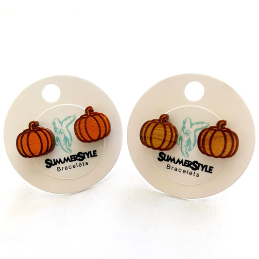 Pumpkin Wooden Stud Earrings, Stud Earrings, Wood Studs, Pumpkin Earrings, Fall Earrings, SummerStyle Bracelets