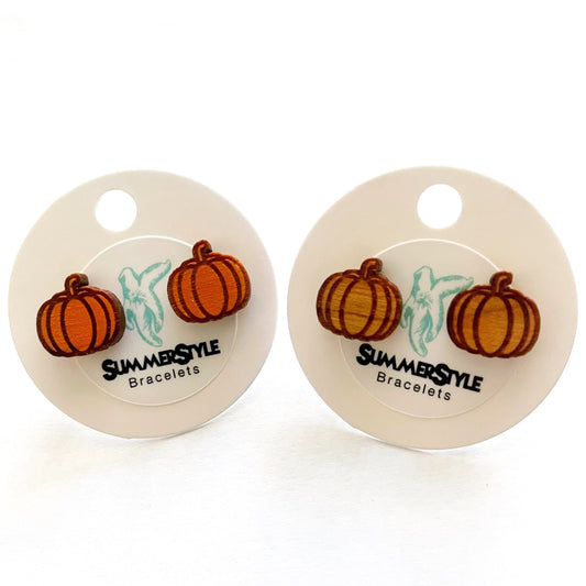 Pumpkin Wooden Stud Earrings | Stud Earrings | Wood Studs | Pumpkin Earrings | Fall Earrings | SummerStyle Bracelets