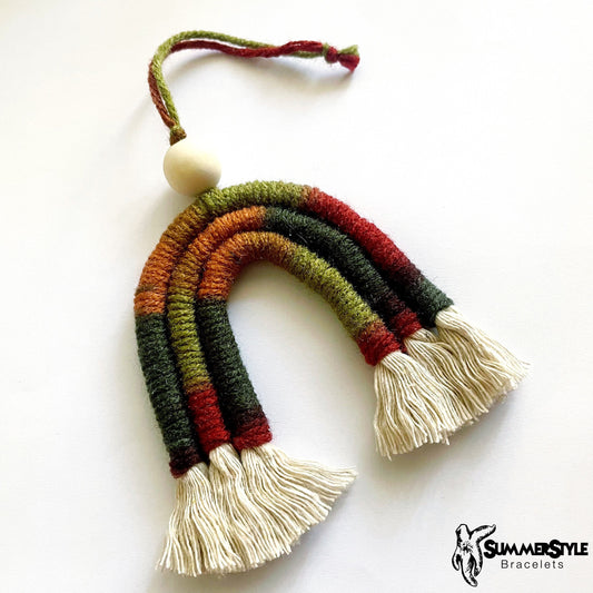 Ombre Fall Rainbow Macrame Car Charm, Fall Macrame, Boho Accessories, Macrame Rainbow, SummerStyle Bracelets
