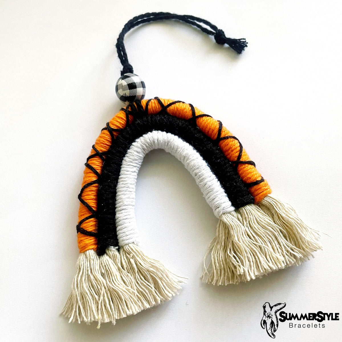 Halloween Rainbow Macrame Car Charm, Halloween Macrame, Boho Accessories, Macrame Rainbow, SummerStyle Bracelets