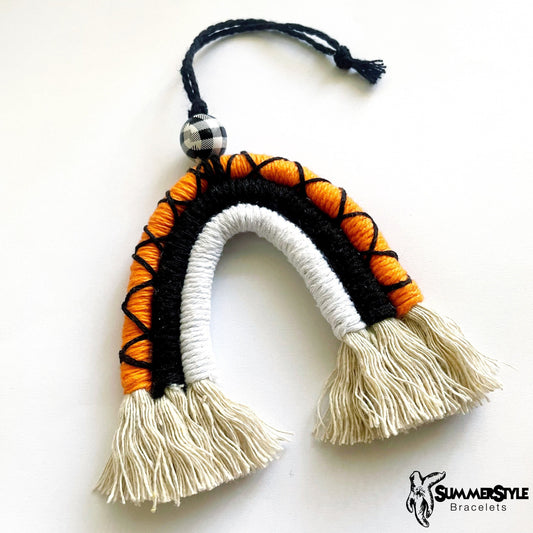 Halloween Rainbow Macrame Car Charm, Halloween Macrame, Boho Accessories, Macrame Rainbow, SummerStyle Bracelets