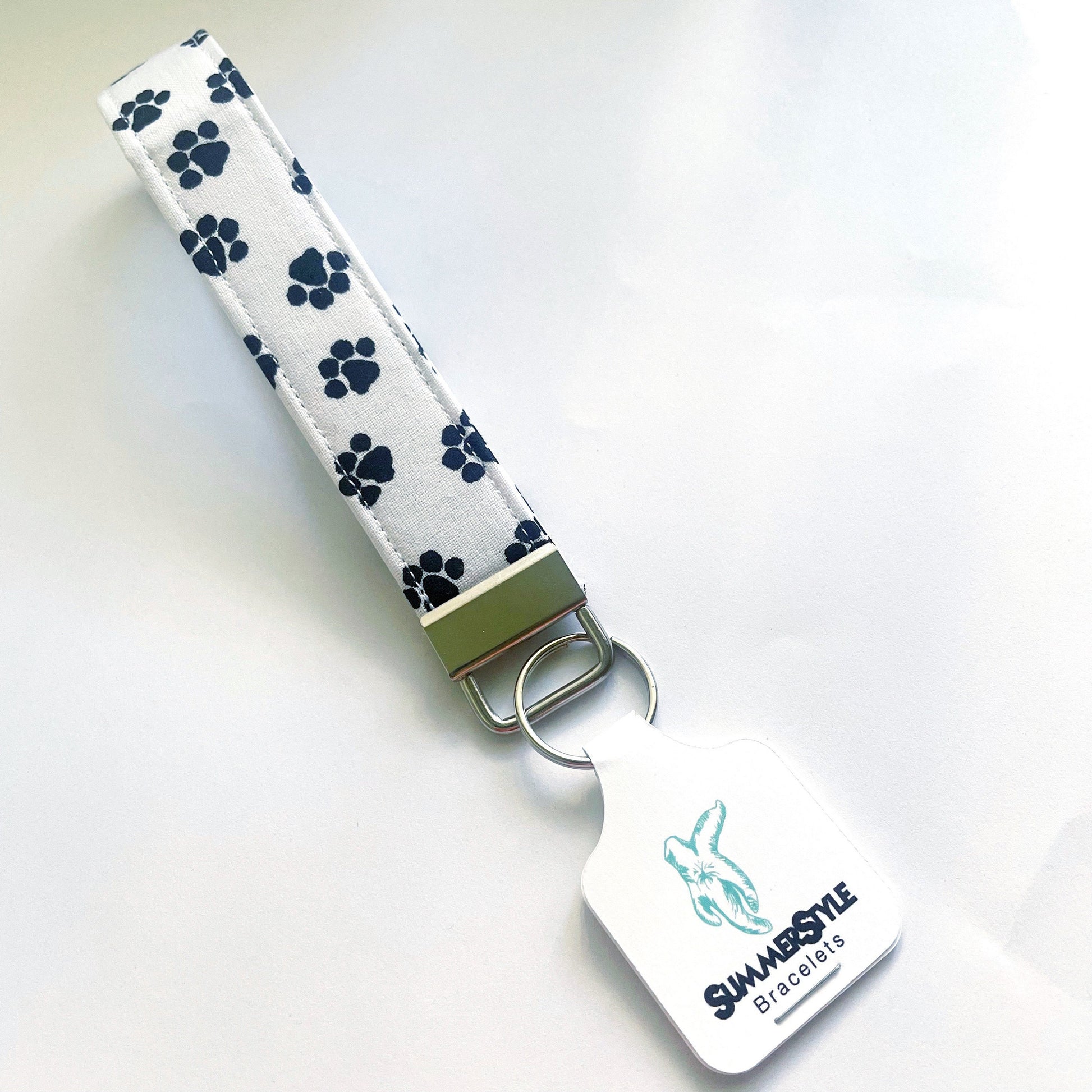 Paw Print Key Fob Wristlet, 6.5in Wristlet Lanyard, Keychain Wristlet, Handmade Lanyard, SummerStyle Bracelets