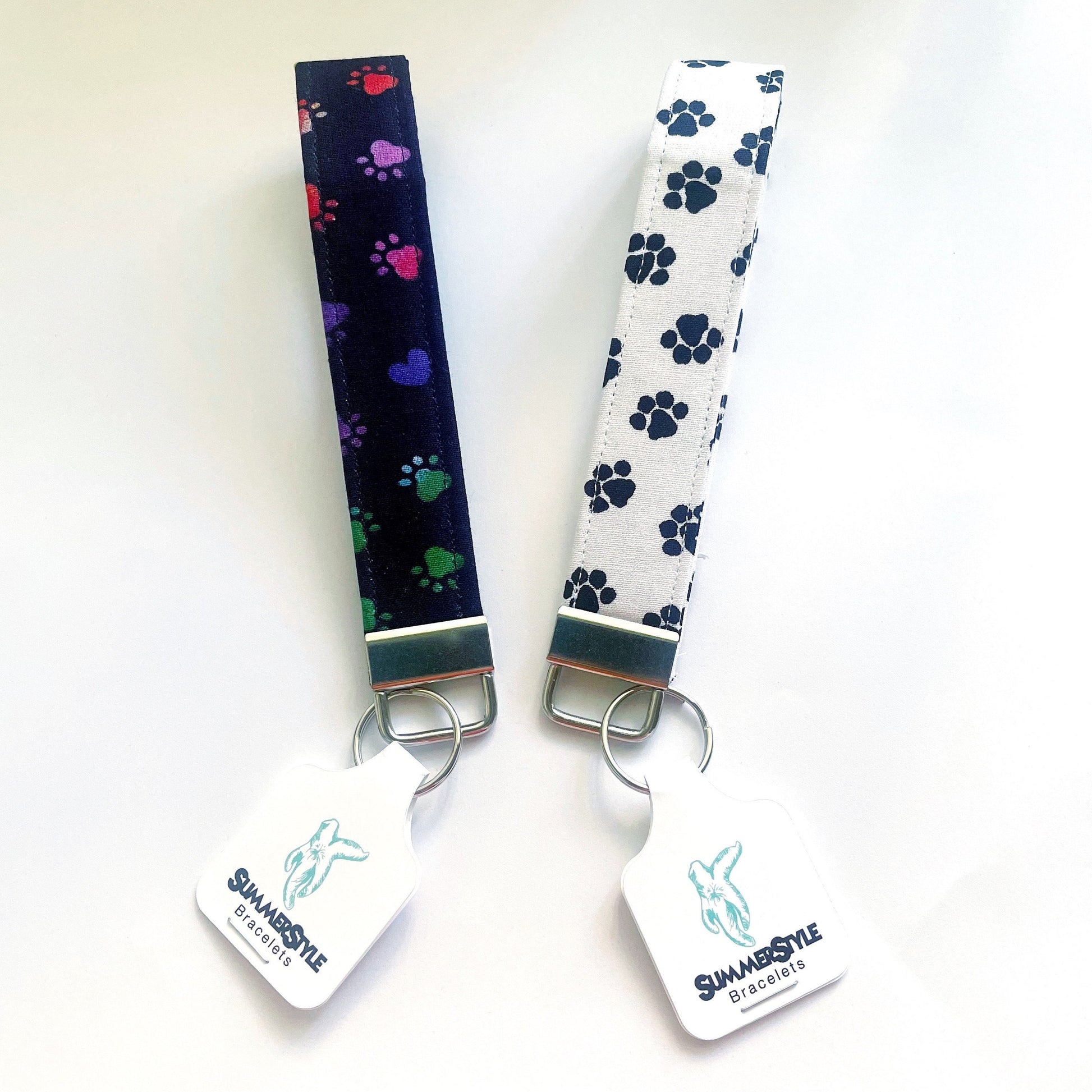 Paw Print Key Fob Wristlet, 6.5in Wristlet Lanyard, Keychain Wristlet, Handmade Lanyard, SummerStyle Bracelets