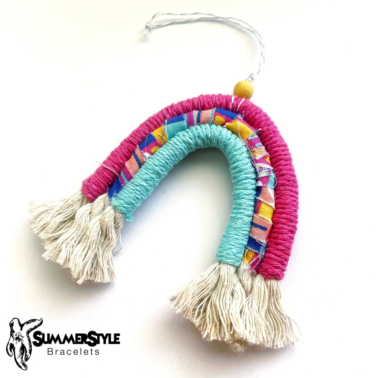 Tribal Rainbow Macrame Car Charm, Tribal Macrame, Boho Accessories, Macrame Rainbow, SummerStyle Bracelets