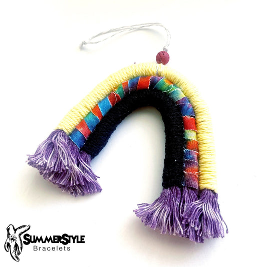 Tie Dye Rainbow Macrame Car Charm, Tie Dye Macrame, Boho Accessories, Macrame Rainbow, SummerStyle Bracelets