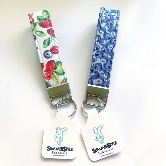 Vintage Berries Key Fob Wristlet, 5.5in Wristlet Lanyard, Keychain Wristlet, Handmade Lanyard, SummerStyle Bracelets