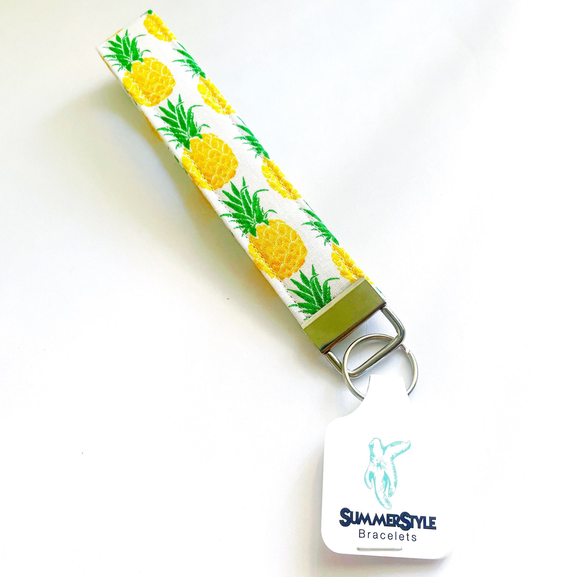 Pretty Pineapple Key Fob Wristlet, 6.5in Wristlet Lanyard, Keychain Wristlet, Handmade Lanyard, SummerStyle Bracelets